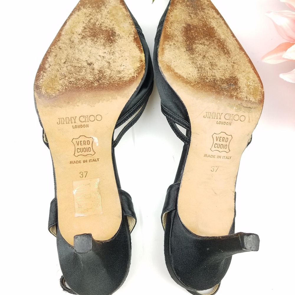 Jimmy Choo pointed toe slingback satin heels - Picture 4 of 6